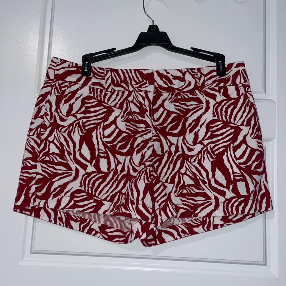 LOFT Red and White Zebra Print Women's Shorts